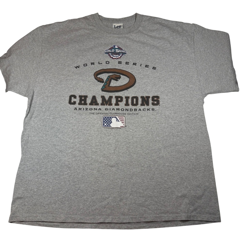 VTG 2001 Arizona Diamondbacks World‎ Series Champions Shirt Lee Sport 2XL Gray